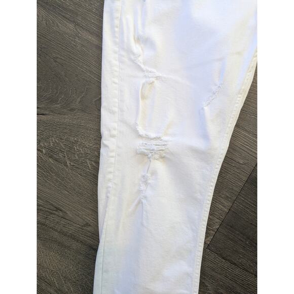 Guess High Rise Skinny Ankle Jeans White Sz 34 Distressed - Picture 7 of 8